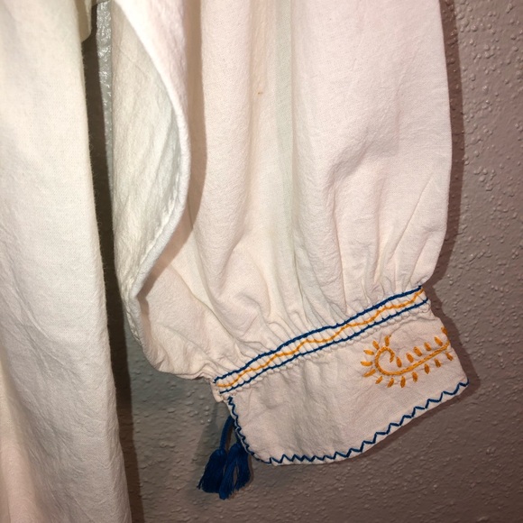 KIMILI Embroidery Blouse/ Dress Medium Cream Light Blue - Picture 8 of 9